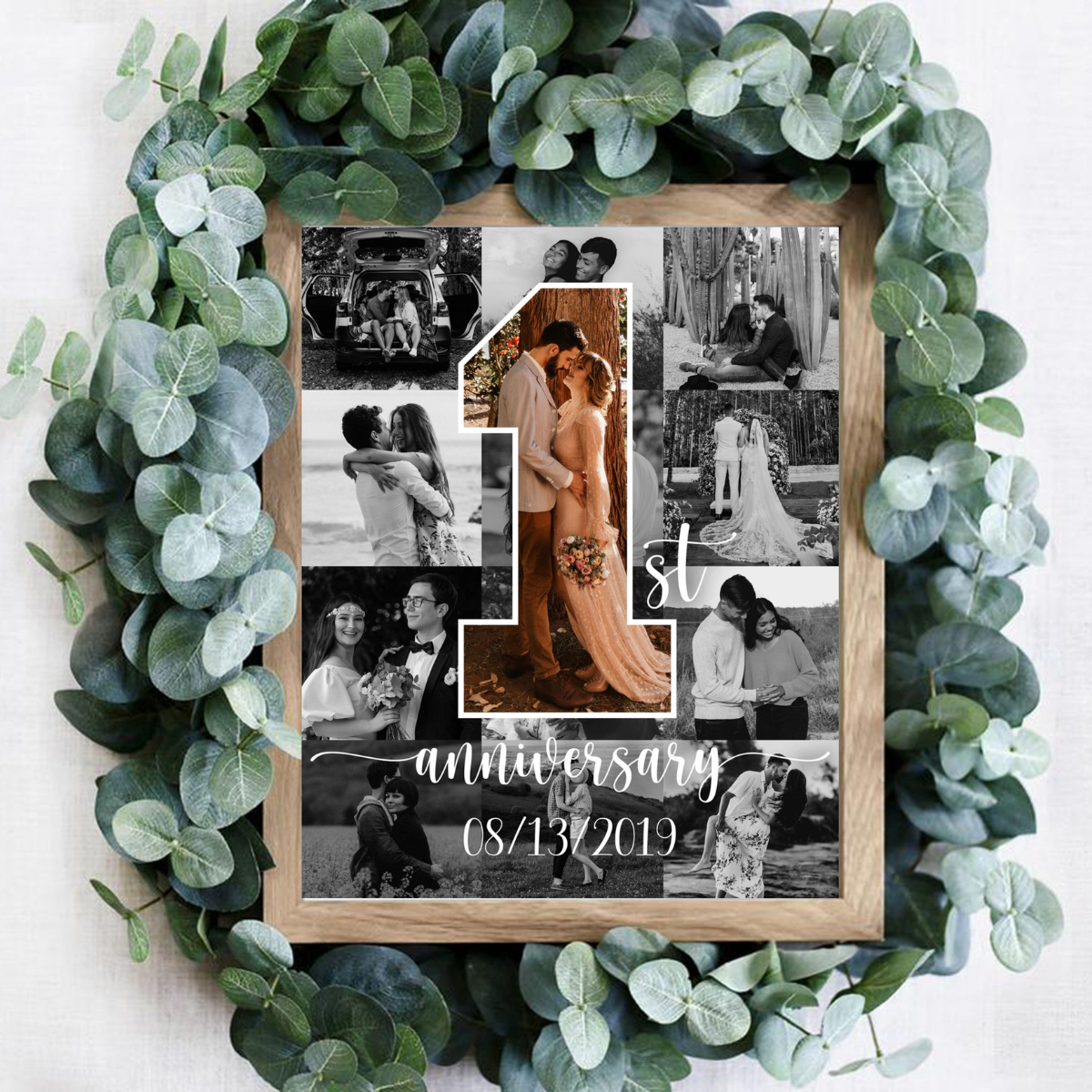 Custom Anniversary Gifts For Wife Husband, Number One Collage, One Year Anniversary Gifts