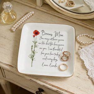 Personalized Watercolor Flower Ring Dish,Custom Name Ceramic Jewelry Dish,Gift for Mom,Trinket Holder,Birthday Jewelry Dish,Mothers Day Gift