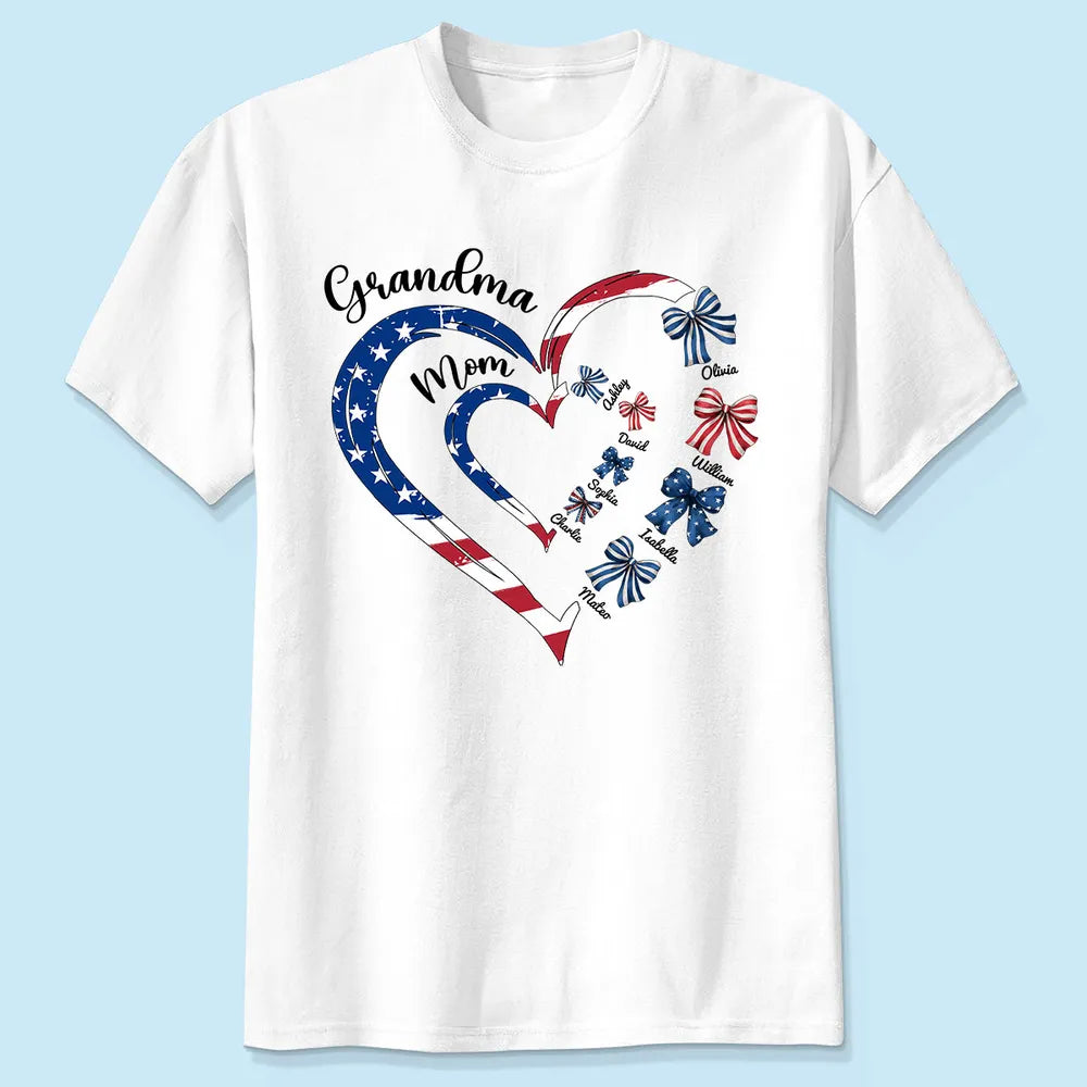 4th Of July First Mom Now Grandma Bow - Personalized Apparel - Independence Day, 4th Of July Gift For Mom