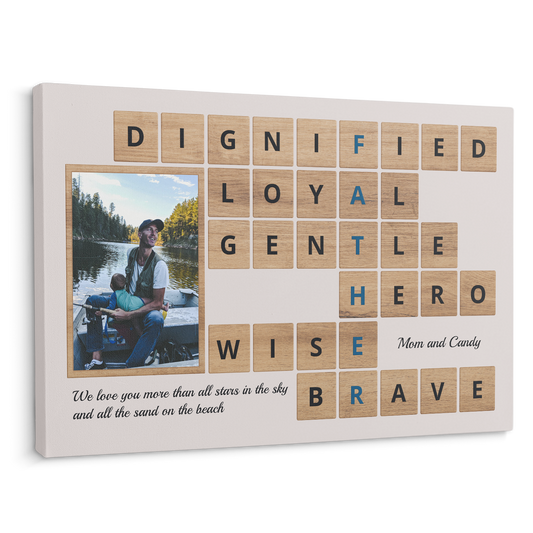 Daddy, Dignified, Loyal, Gentle, Hero, Wise, Brave - Personalized Canvas - Gift For Dad, Father's Day, Birthday Gift