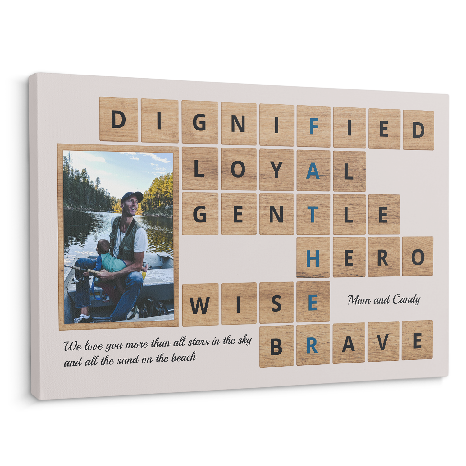 Daddy, Dignified, Loyal, Gentle, Hero, Wise, Brave - Personalized Canvas - Gift For Dad, Father's Day, Birthday Gift