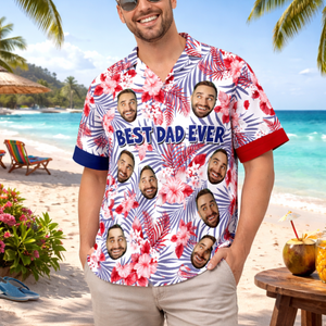 Best American Dad Floral Hawaiian Shirt - Personalized Hawaiian Shirt - Gift For American Dad, Summer Gift, 4th of July