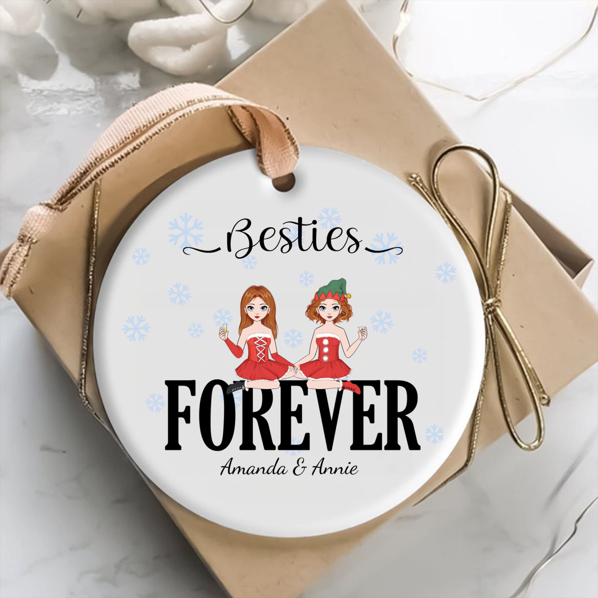 Bestie Forever Christmas Outfit - Personalized Ornament - Christmas Gift For Bestie, Friends