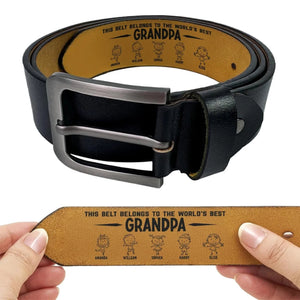 The Best Papa Belongs To Kids - Personalized Engraved Leather Belt - Gift For Dad Papa On Father's Day