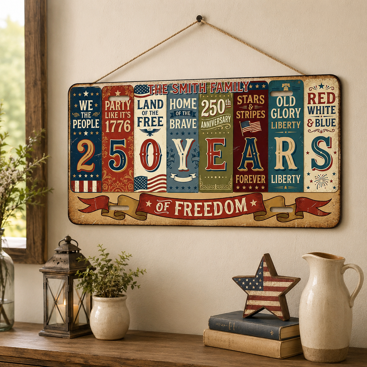 Custom USA 250th Anniversary Cut Metal Sign, Patriotic 1776-2026 Personalized Patriot Gift, 4th Of July Wall Art Decor
