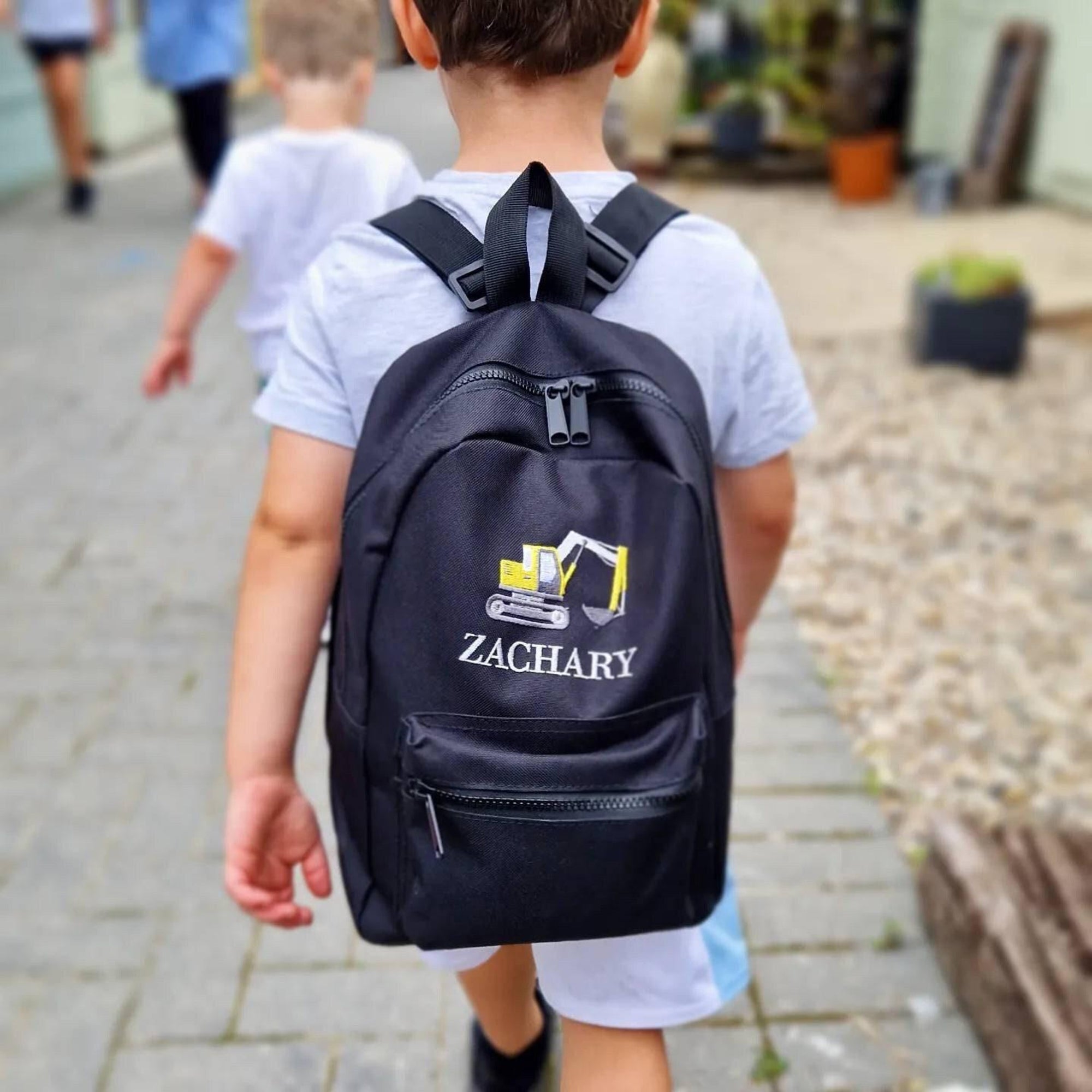 Excavator Digger Backpack, Personalised Kids Embroidered Bag, Construction, Back to School, Nursery Bag