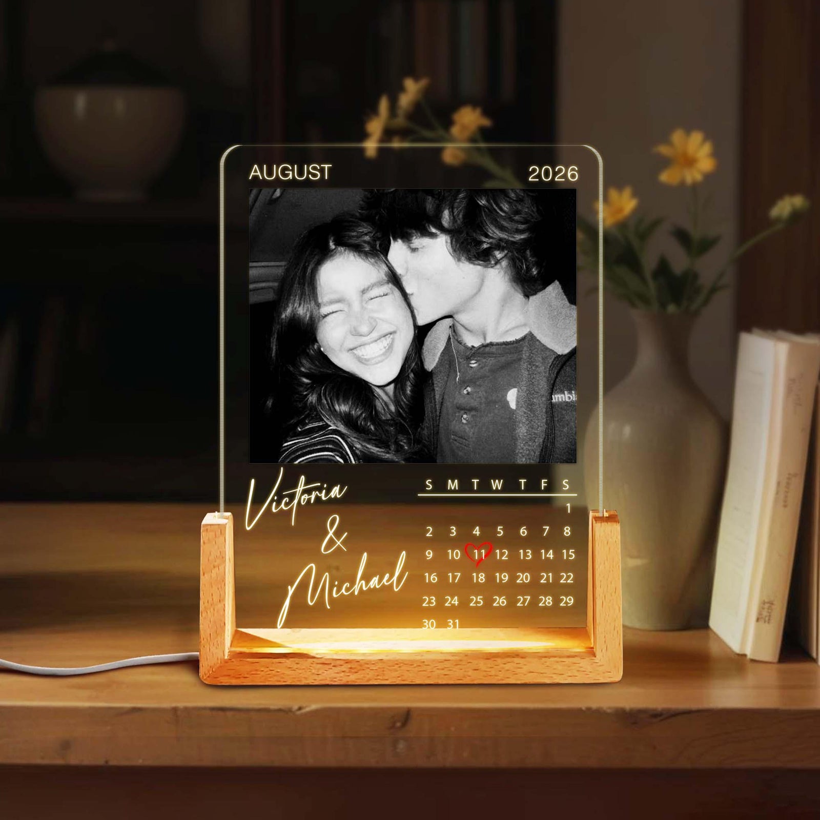 Personalized Couples Gift, Custom Photo Family Light Lamp, Engagement Gift for Her/Him