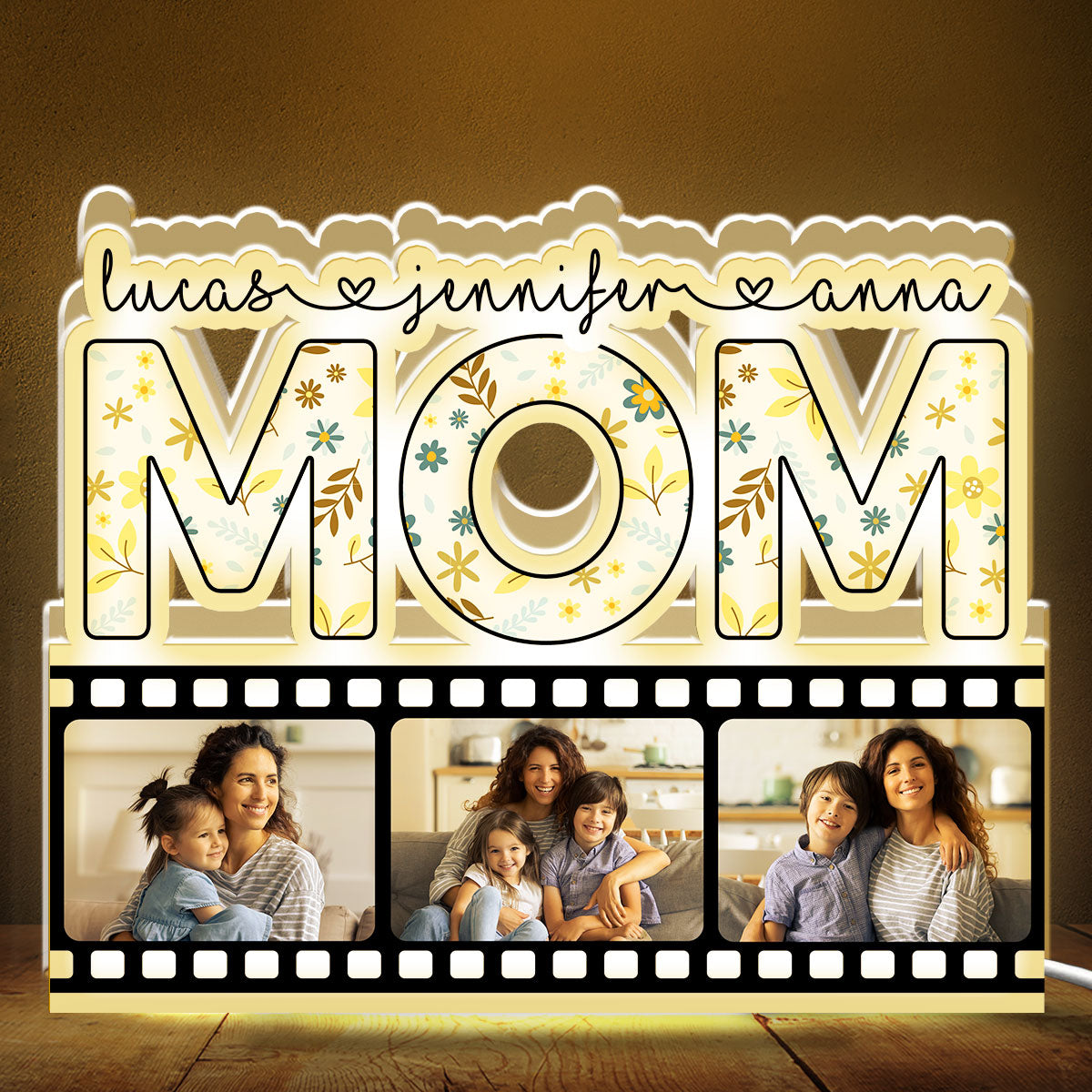 Mom Always Shines In Our Hearts - Personalized Acrylic Light Box - Gift For Mother