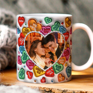 Valentine's Heart Custom Photo - Personalized 3D Inflated Effect Printed Mug - Gift For Couple