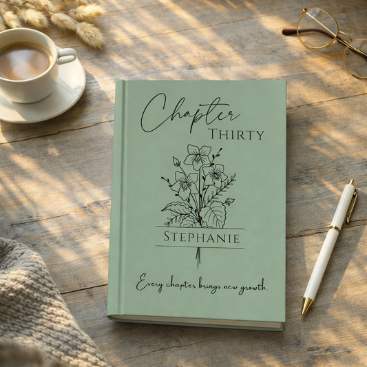 30th Birthday Gift for Her or Him, Chapter 30 Name Journal, Birth Month Flower Notebook, Personalized 30 Years Old Birthday for Daughter