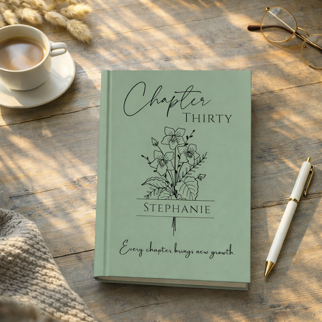 30th Birthday Gift for Her or Him, Chapter 30 Name Journal, Birth Month Flower Notebook, Personalized 30 Years Old Birthday for Daughter