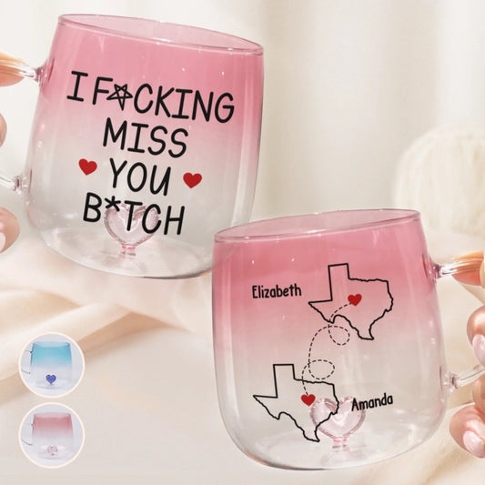 I'm Missing You - Personalized Gradient Glass Mug - Gift For Sisters, Besties, Siblings