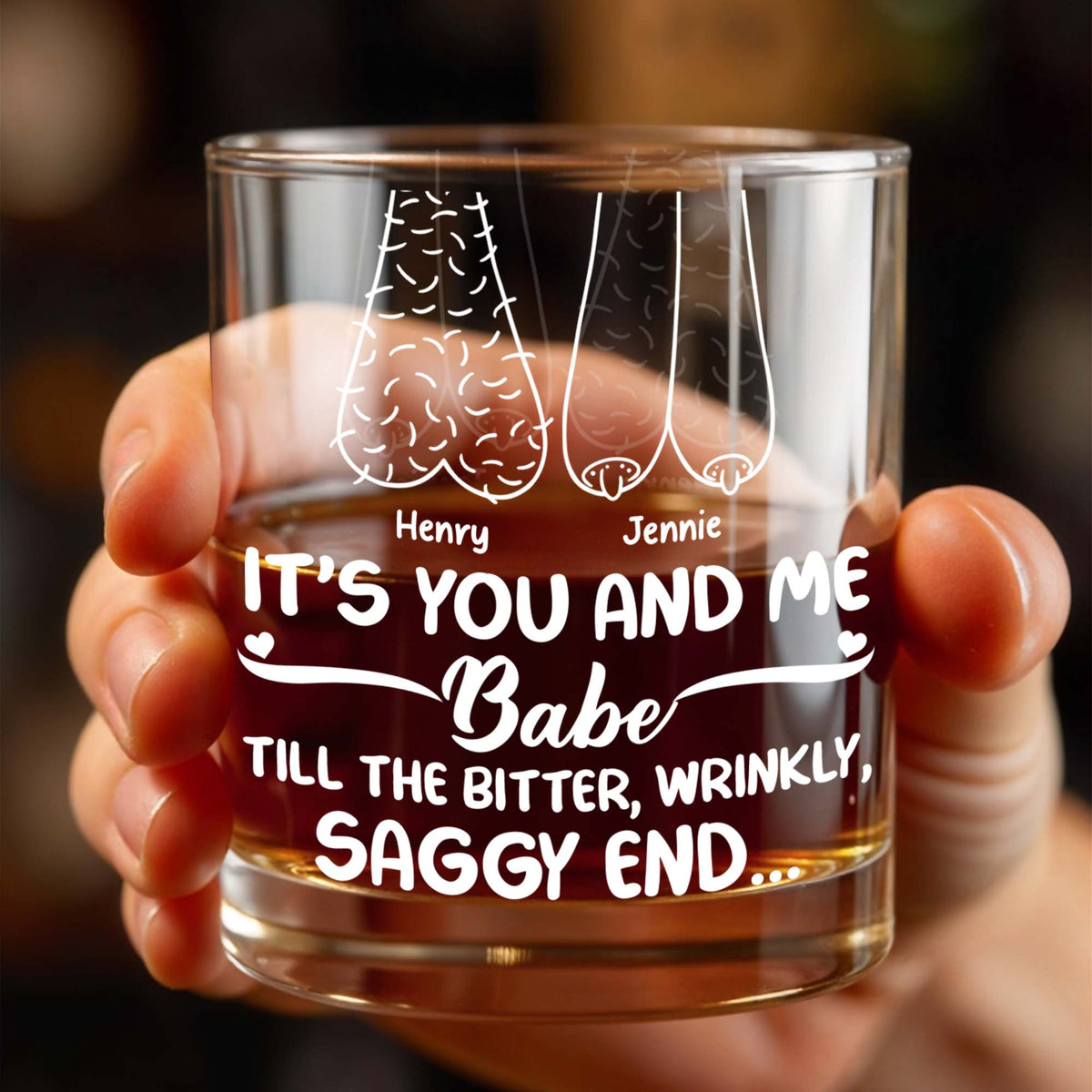 It's You And Me Babe, Personalized Whiskey Glass, Gift For Couple