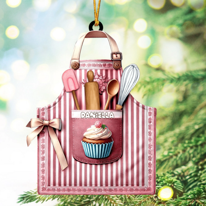 Custom Name Baker Ornament, Christmas Gift for Baker Lover