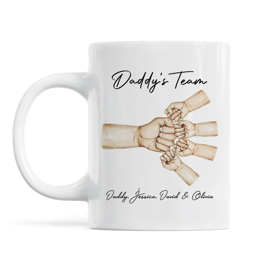 Daddy's Team Fist Bump - Personalized Mug - Gift For Father, Grandfather, Father's Day Gift, Birthday Gift