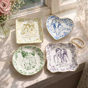 Personalized Mothers Day Photo Ring Dish, Custom Toile De Jouy Photo Jewelry Dish, Mother of the Bride Wedding Keepsake Gift from Daughter