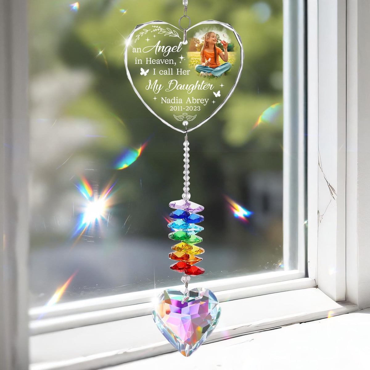 Personalized Memorial Gifts Crystal Suncatcher Rainbow, Remembrance Gift For Loss, Loss Of Son Daughter Sympathy Gifts, Bereavement Gifts