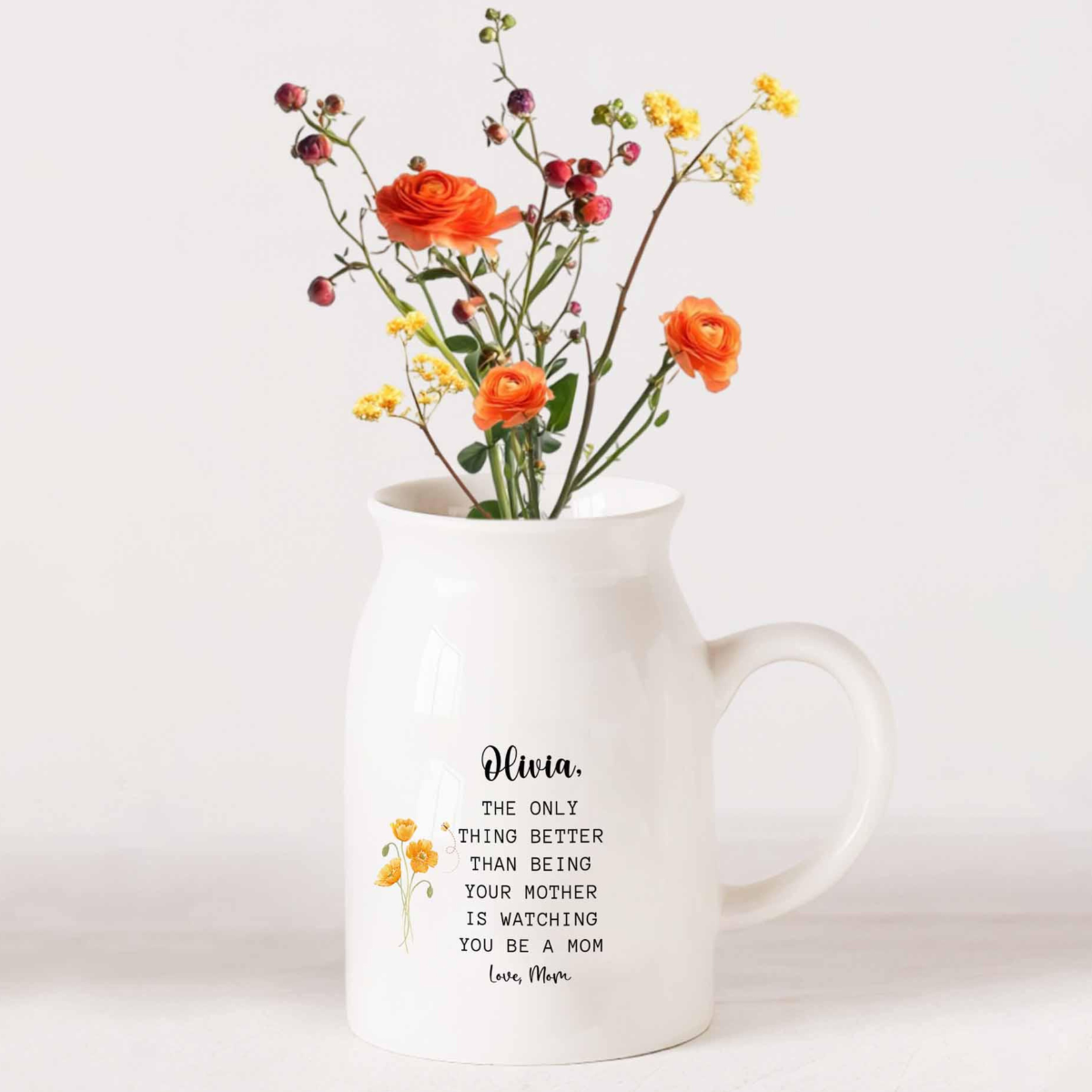 Custom Plant Pot Gift for Pregnant Daughter, Personalized Gift for Daughter, Custom Vase for Daughter, First Mothers Day Gift for New Mom