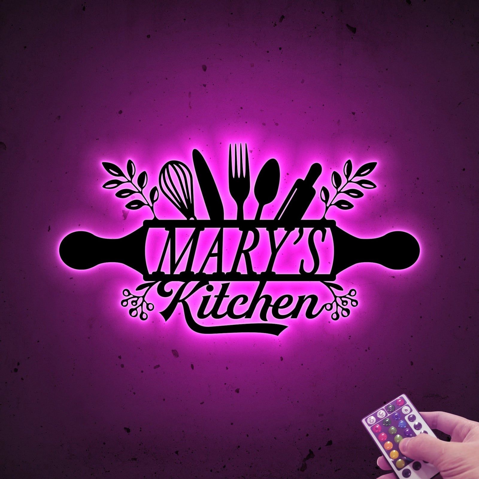 Custom Metal Sign for Kitchen Led Light, Kitchen Name Sign, Gift for Mom Grandma, Kitchen Wall Decor, Mothers Day Gift, Chef Sign, Tools