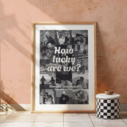How Lucky We Are Custom Polaroid Photo Collage - Personalized Canvas - Anniversary Gift For Girlfriend, Valentine's Day Gift