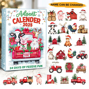Personalized Farm Animal Advent Calendar 2025, Custom Name Christmas Countdown Box, 24 Days of Holiday Fun for Kids and Families