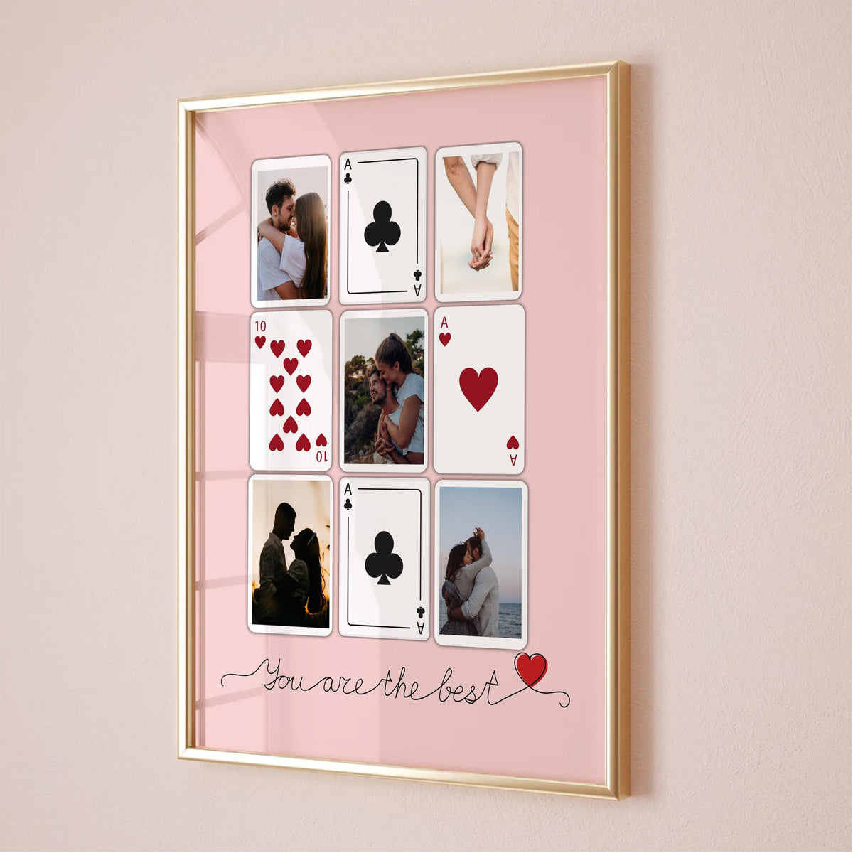 Custom Valentine's Day Anniversary Gift, Custom Playing Cards Photo Collage Wall Art, Unique Couples Gift, Romantic Gift
