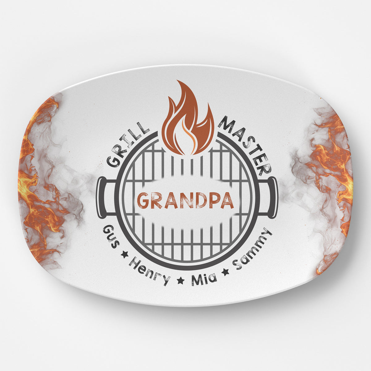 Grandpa BBQ Grilling Personalized Platter, Custom Birthday, Father's Day Gift, Grill Master Grandpa Smoke Dad Papa Black Stone