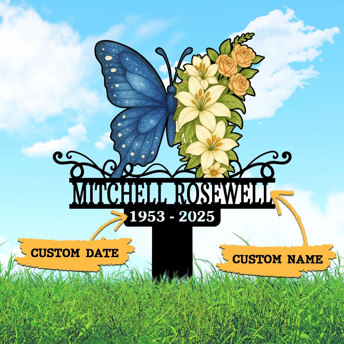 Personalized Butterfly Memorial Plaque Stake, Loss of Mom Grandma Butterfly Garden Sign, Mother's Day In Loving Memory Gift, Cemetery Stake
