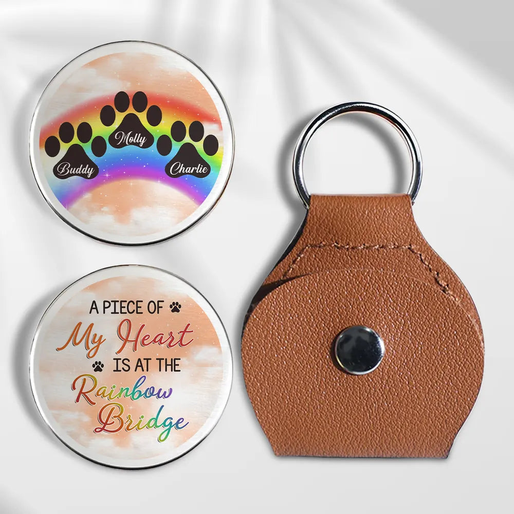 A Piece Of My Heart Is At The Rainbow Bridge - Personalized Pocket Hug - Memorial Pet, Gift For Pet Owner