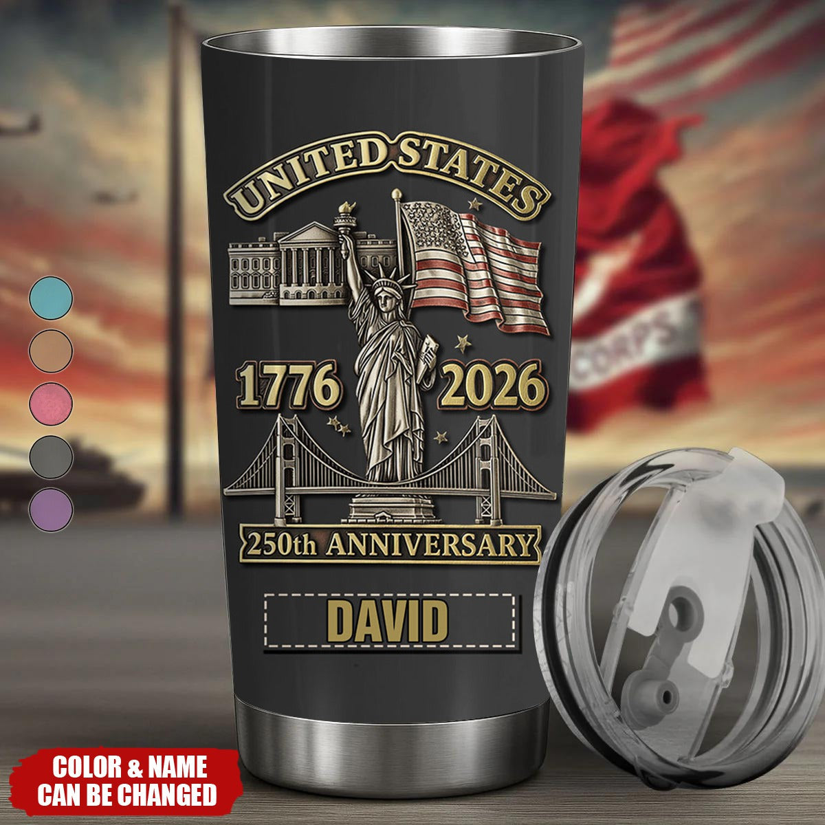 250th Anniversary United States - Personalized Tumbler - Patriotic Gift