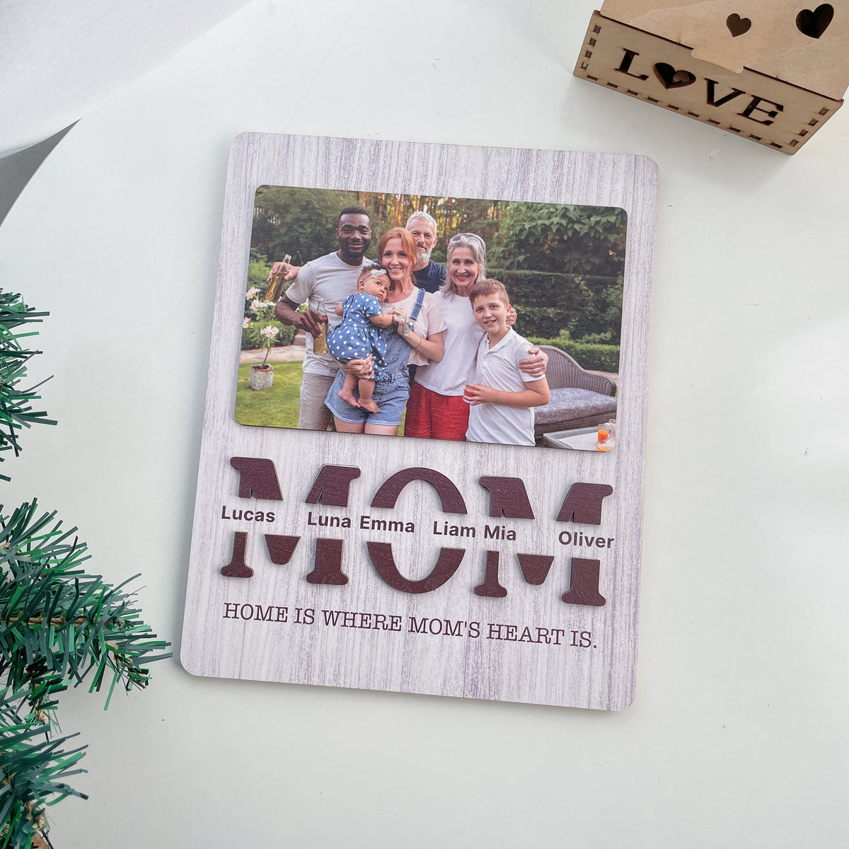 Home Is Where Mom Is With Photo - Personalized Picture Frame - Gift For Mom, Mother's Day Gift