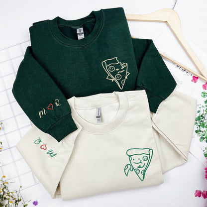 Pizza Bite Matching Embroidered Couple Shirts, Custom Couple Shirts, Couple Gift, Newlywed Gift, Wedding Gift, Funny Valentines Gift