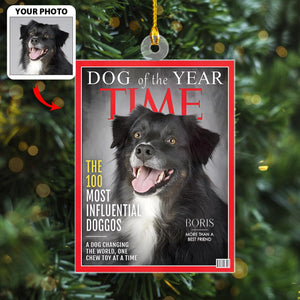 Personalized Dog Christmas Ornament, Custom Dog of The Year Newspaper Ornament, Personalized Dog Photo Ornament, Pet Lovers, Christmas Gifts