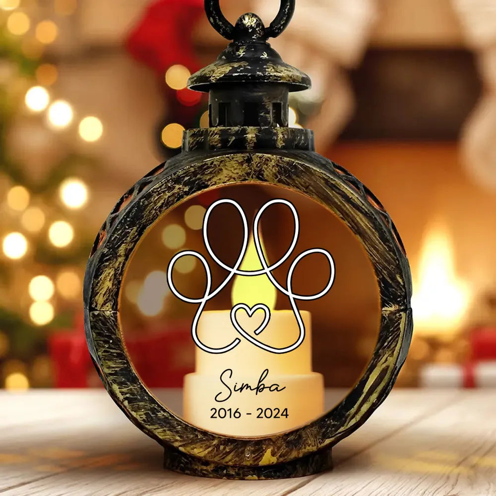 Dog Pet Memorial Keepsake Always In Your Heart - Personalized Christmas Lantern LED Flameless Candle - Memorial Dog, Christmas Gift For Family