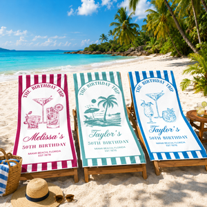Custom Birthday Trip Beach Towel, Coastal Trip, Custom Beach Towel, Birthday Trip Towel, Birthday Gift for Mom,Vacation/Birthday Gift Idea