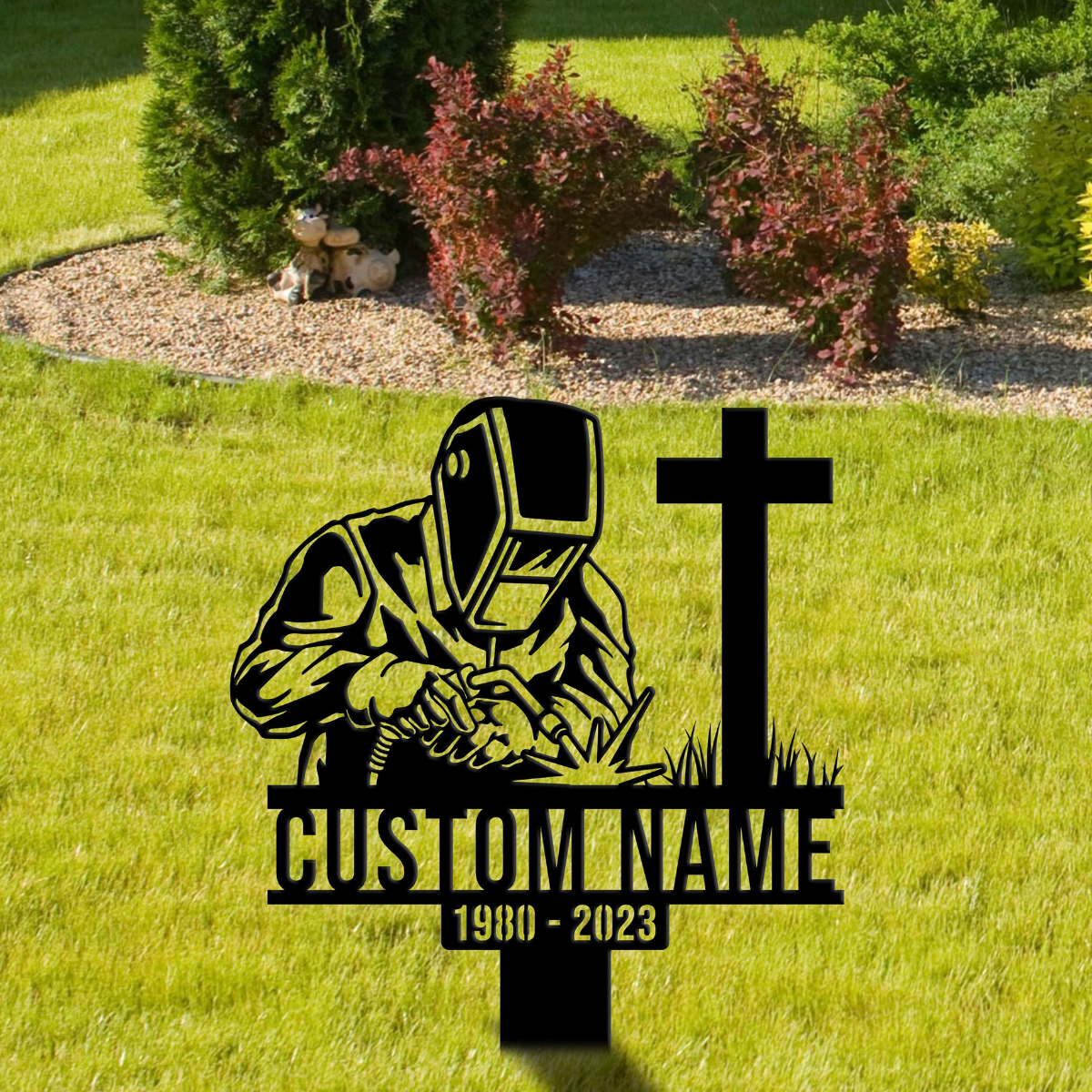 Custom Name Welder Metal Memorial Stake, Welder Ironworker Cemetery Stake, Dad Grave Marker, Memorial Stake, In Memorial Of Gift, Dad Lost