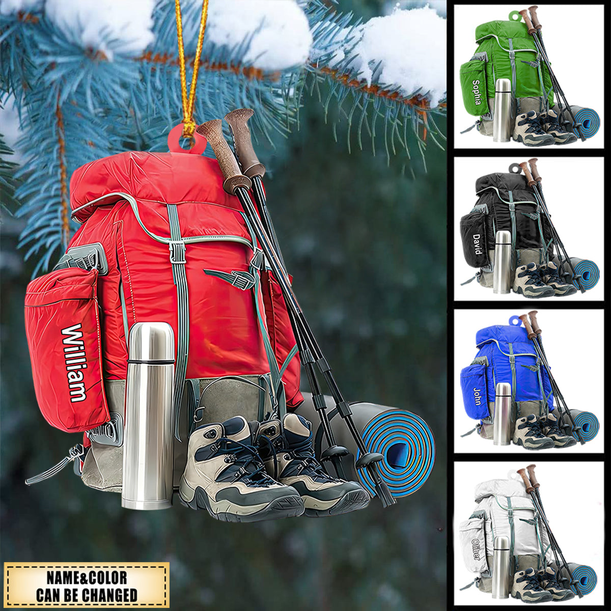 Hiking Bag - Personalized Acrylic Shape Ornament - Christmas Ornament For Hiking Lovers