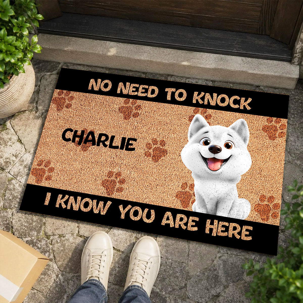 Personalized No Need to Knock Doormat Custom Dog & Cat Doormat with Pet Names Funny Welcome Mat