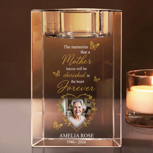 Cherished In The Heart Memorial Personalized Crystal Candle Holder