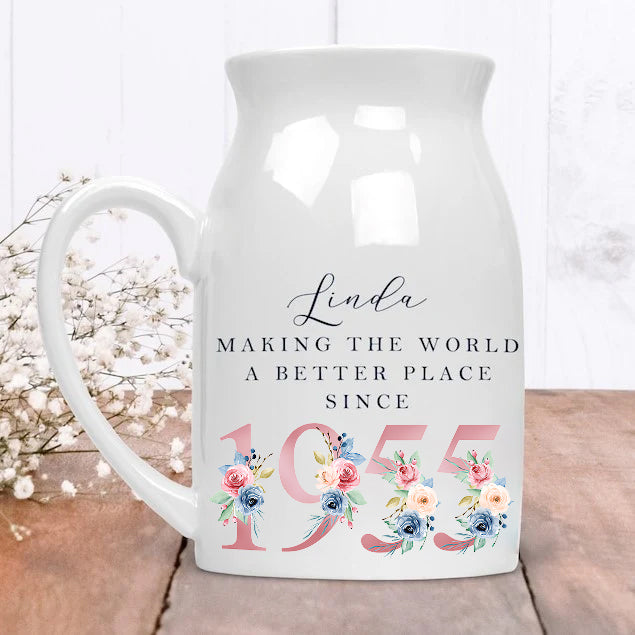 70th Birthday Flower Pot | Making the world a better place since 1955 | Happy 70th Birthday |70s| 70 | 70th | 70th Birthday Gift,1955 FLORAL