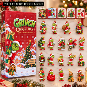 24 Days of Grinchy Christmas Chaos – Advent Calendar 2026 with Hanging Ornaments & Max the Dog