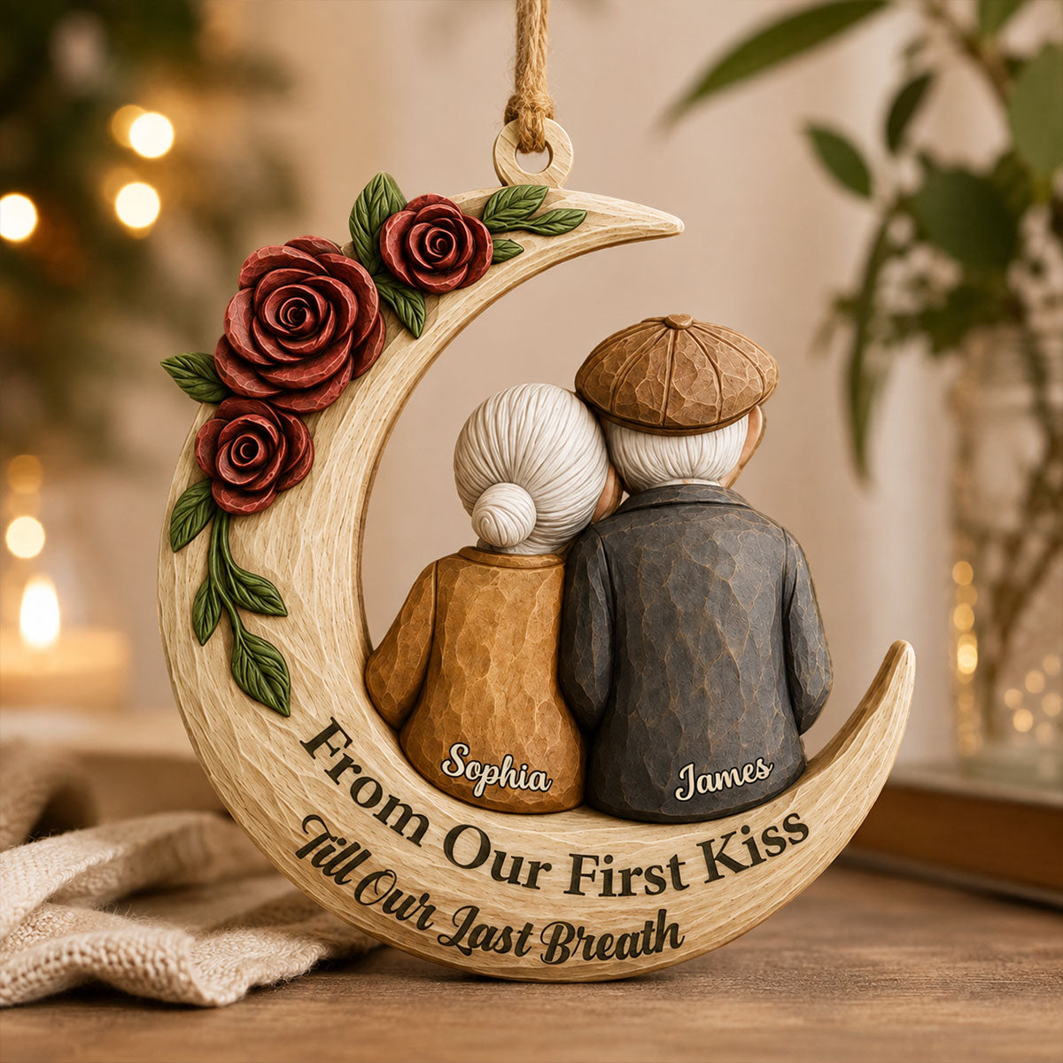 Growing Old Together - Custom Wood Couple Ornament