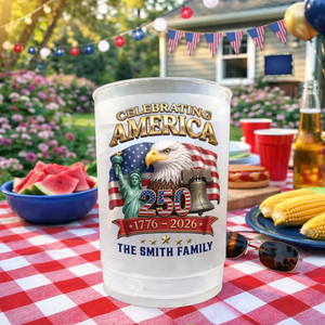 Celebrating National Birthday - Personalized Plastic Frosted Water Cup - Patriotic Gift For Family, 4th Of July Gift