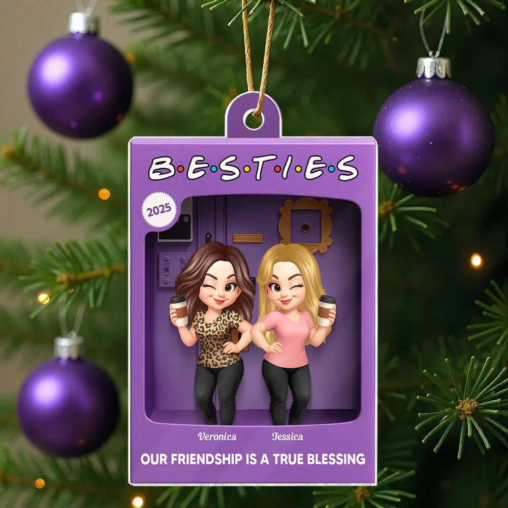 3D Effect Besties Forever Best Friends - Personalized Acrylic Ornament - Christmas Gift For Besties