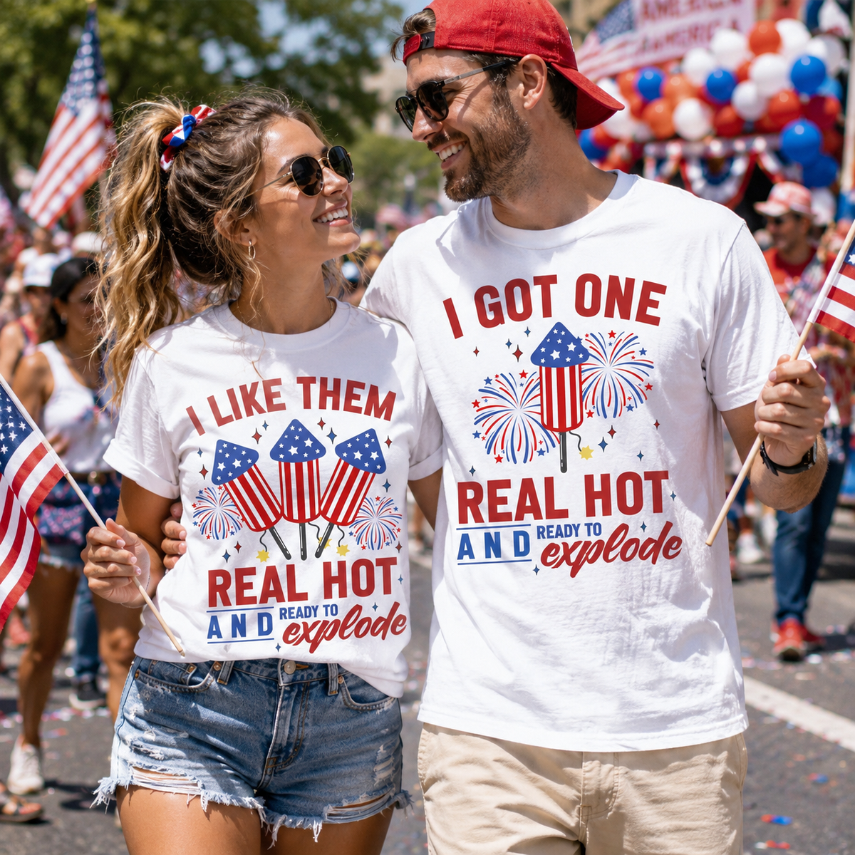 Comfort Colors Funny Couples Fourth of July Shirts, Adult Humor 4th of July Matching Shirts for Couples, Independence Day Couple Tees