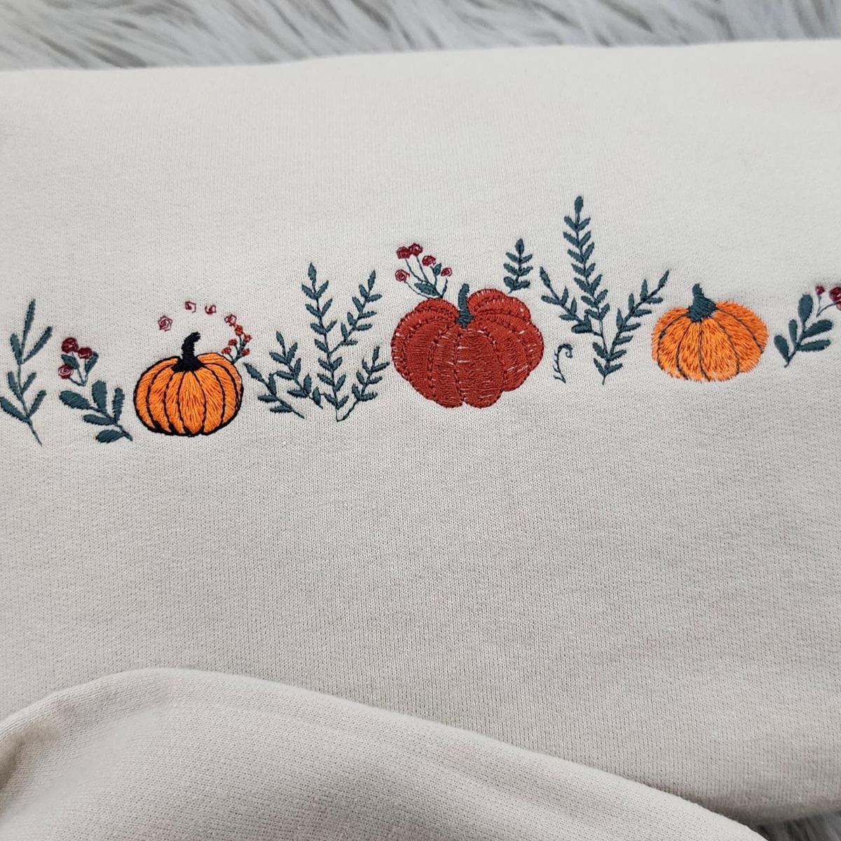 Enchanted Fall Pumpkins Embroidered Crewneck - Pumpkin Patch Crewneck - Autumn Style- Pumpkin Forest