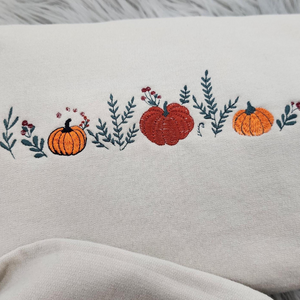 Enchanted Fall Pumpkins Embroidered Crewneck - Pumpkin Patch Crewneck - Autumn Style- Pumpkin Forest