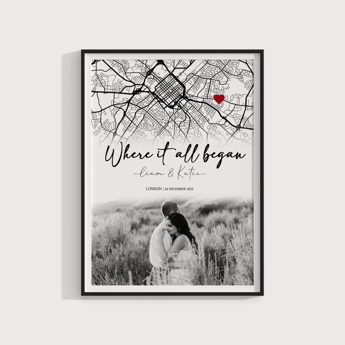 Where It All Began - Personalized Canvas - Engagement Picture Gift, Anniversary Gift For Couple, Custom Map Location