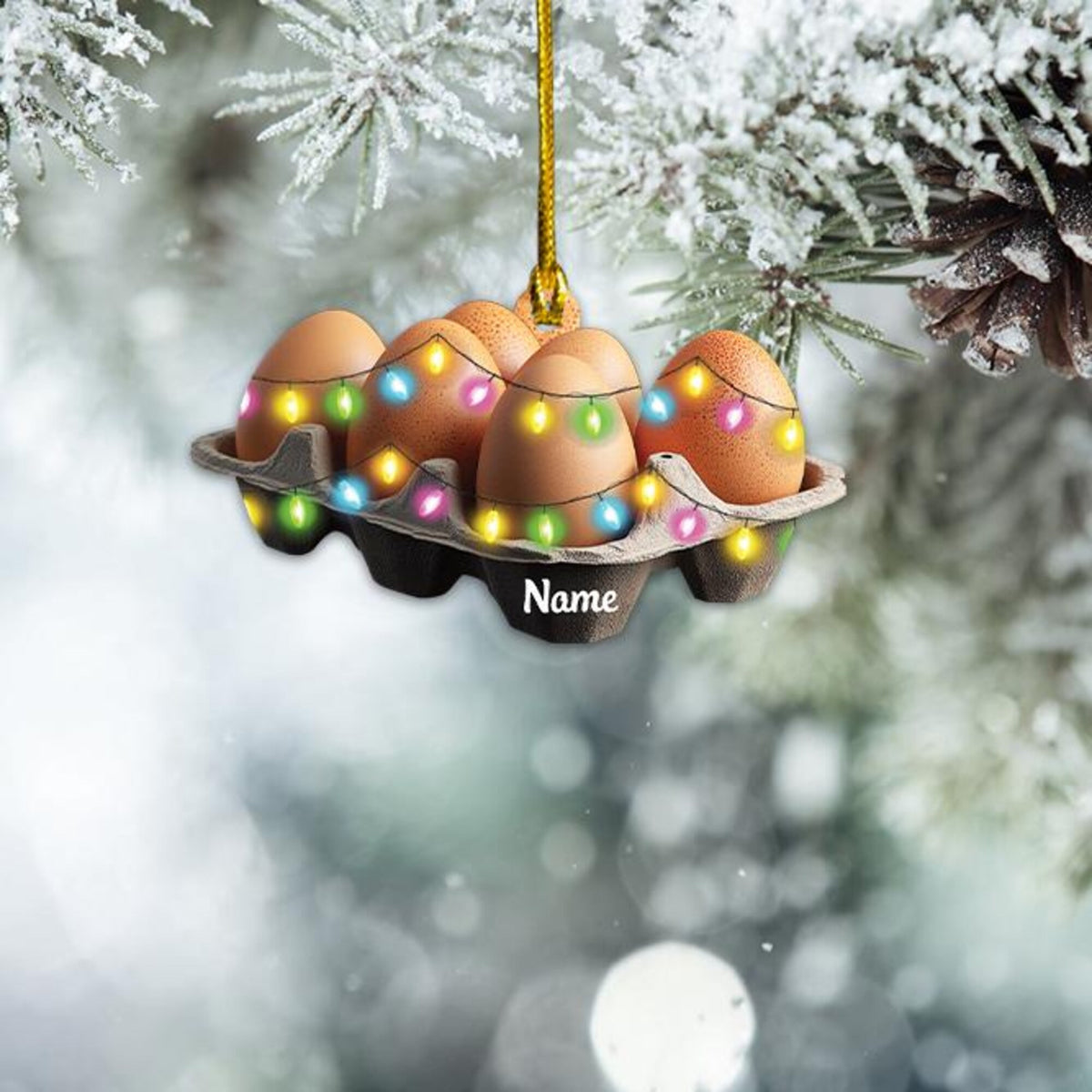 Personalized Egg Tray Christmas Ornament, Eggs Christmas Ornament, Cooking Ornament, Kitchen Ornament Decor, Chef Ornament Gift