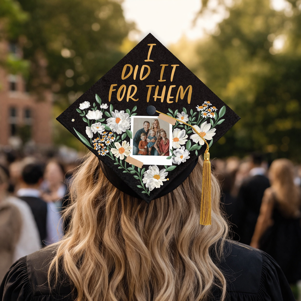 I Did It For Them Custom Family Photo, Personalized Graduation Cap Topper, Graduation Gift